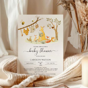 Waterverf Woodland Kangaroo Family Baby shower Kaart