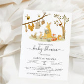 Waterverf Woodland Kangaroo Family Baby shower Kaart