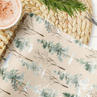 Waterverf Woodland Kraft Kerst inpakpapier