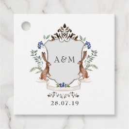 Waterverf Woodland Laurel Crest Monogram Wedding Bedankjes Labels