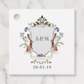Waterverf Woodland Laurel Crest Monogram Wedding Bedankjes Labels (Voorkant)