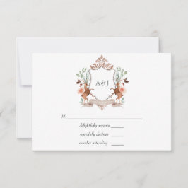 Waterverf Woodland Laurel Crest Monogram Wedding RSVP Kaartje