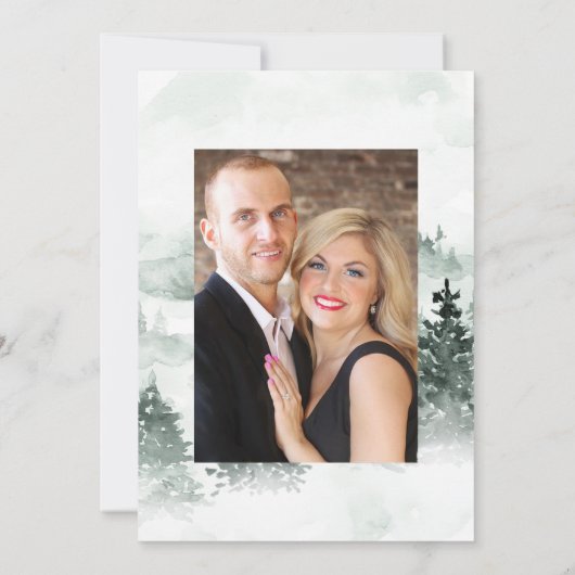 Waterverf Woodland Laurel Crest Monogram Wedding Save The Date (Achterkant)