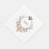 Waterverf Woodland Laurel Crest Monogram Wedding Servet (Hoek)