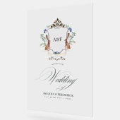 Waterverf Woodland Laurel Crest Monogram Welkom Acryl Bord (Hoek)