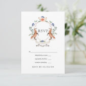 Waterverf Woodland Laurel Crest Wedding RSVP Kaart (Staand voorkant)
