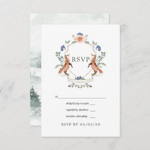 Waterverf Woodland Laurel Crest Wedding RSVP Kaart