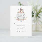 Waterverf Woodland Laurel Crest Wedding RSVP Kaartje (Staand voorkant)