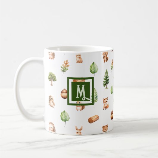 Waterverf Woodland Modern Monogram Koffiemok (Links)