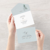 Waterverf Woodland Monogram Wedding All In One Uitnodiging (Afscheurbaar)