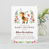 Waterverf Woodland Moose Baby shower Kaart (Staand voorkant)