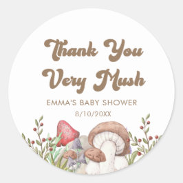 Waterverf Woodland Mushroom Baby shower Favors Ronde Sticker