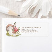 Waterverf Woodland Mushroom Return Address Etiket (Insitu)