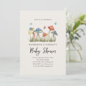 Waterverf Woodland Mushrooms Baby shower van het p Kaart (Staand voorkant)