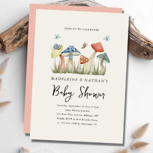 Waterverf Woodland Mushrooms Baby shower van het p Kaart