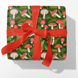 Waterverf Woodland Mushrooms Ferns and Moss Cadeaupapier