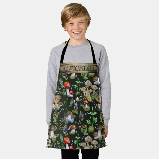 Waterverf Woodland Mushrooms Moss Pattern Name Ap Schort (Gedragen)