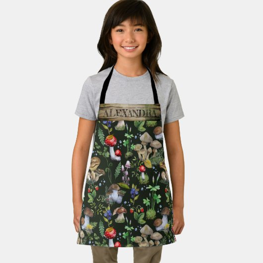 Waterverf Woodland Mushrooms Moss Pattern Name Ap Schort (Insitu)