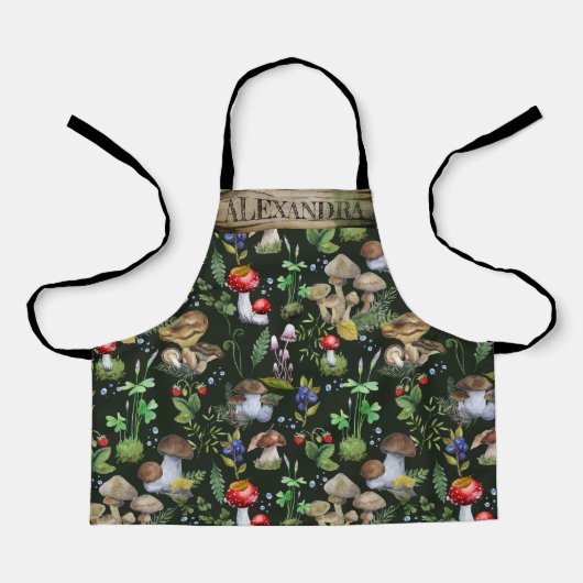 Waterverf Woodland Mushrooms Moss Pattern Name Ap Schort (Voorkant)