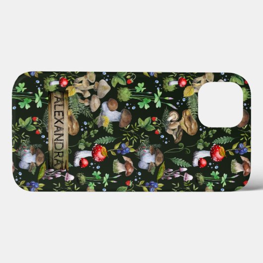 Waterverf Woodland Mushrooms Moss Pattern Name Case-Mate iPhone Case (Achterkant (horizontaal))