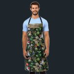 Waterverf Woodland Mushrooms Moss Pattern Name Schort<br><div class="desc">tekstontwerp met een waterverf houtlandpatroon van serene groene natuur met kleurrijke paddenstoelen,  bessen en planten. Het patroon zou goed werken voor de herfst- en winterseizoenen,  en het hele jaar lang.</div>