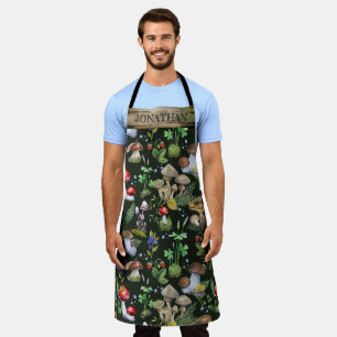 Waterverf Woodland Mushrooms Moss Pattern Name Schort