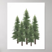 Waterverf Woodland Natuur Pine Tree Nursery Decor Poster (Voorkant)