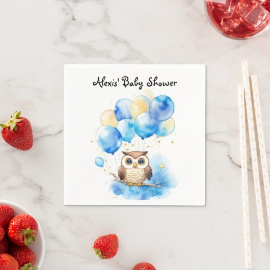 Waterverf Woodland Owl Baby shower Servet (Insitu)
