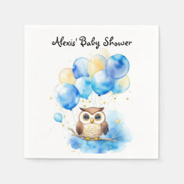 Waterverf Woodland Owl Baby shower Servet