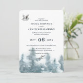 Waterverf Woodland Owl Botanical Wedding Kaart (Staand voorkant)