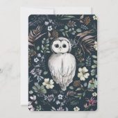 Waterverf Woodland Owl Botanical Wedding Kaart (Achterkant)