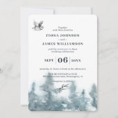 Waterverf Woodland Owl Botanical Wedding Kaart (Voorkant)
