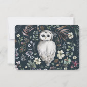 Waterverf Woodland Owl Botanisch RSVP Kaartje (Achterkant)