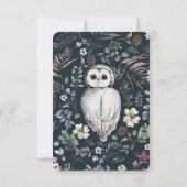 Waterverf Woodland Owl Botanisch w Meal RSVP Kaartje (Achterkant)