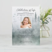 Waterverf Woodland Pine Celebration of Life Foto Kaart (Staand voorkant)