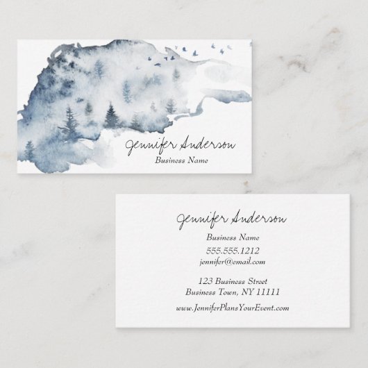 Waterverf Woodland Pine Forest Visitekaartje (Voorkant / Achterkant)