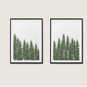 Waterverf Woodland Pine Tree Wall Art Room Decor Poster