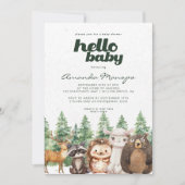 Waterverf Woodland Pine Trees Winter Baby shower Kaart (Voorkant)