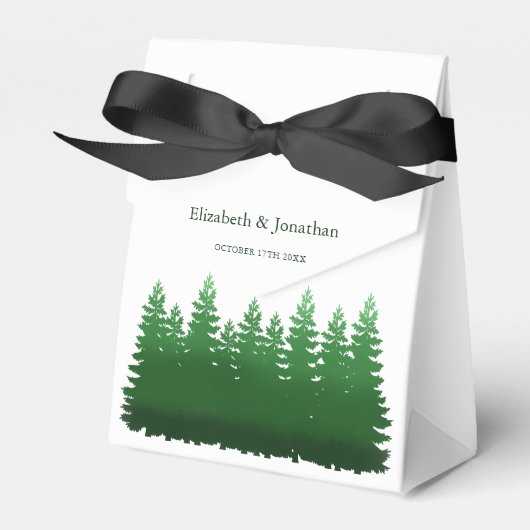 Waterverf Woodland Pines bruiloft Bedankdoosjes (Voorkant Zijde)