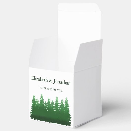 Waterverf Woodland Pines bruiloft Bedankdoosjes (Geopend)