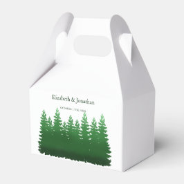 Waterverf Woodland Pines bruiloft Bedankdoosjes