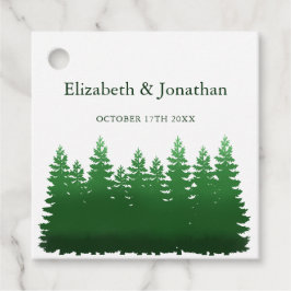 Waterverf Woodland Pines bruiloft Bedankjes Labels