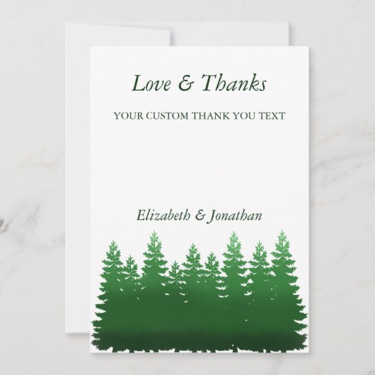 Waterverf Woodland Pines bruiloft Bedankkaart (Voorkant)