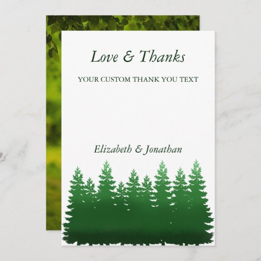 Waterverf Woodland Pines bruiloft Bedankkaart (Voorkant / Achterkant)