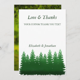 Waterverf Woodland Pines bruiloft Bedankkaart