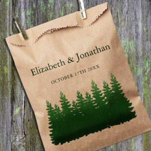 Waterverf Woodland Pines bruiloft Bedankzakje