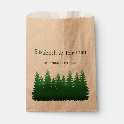 Waterverf Woodland Pines bruiloft Bedankzakje (Voorkant)