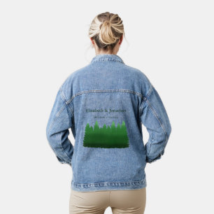 Waterverf Woodland Pines bruiloft Denim Jacket