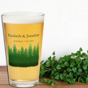 Waterverf Woodland Pines bruiloft Glas