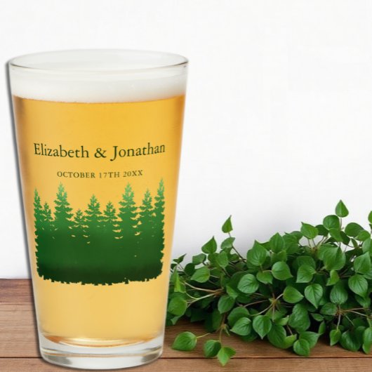 Waterverf Woodland Pines bruiloft Glas